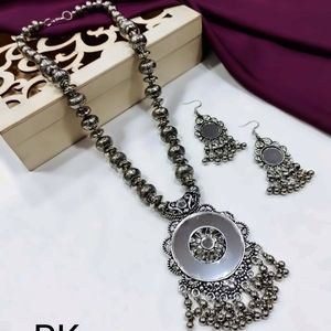 Necklace with earrings ( oxidised jewellery)